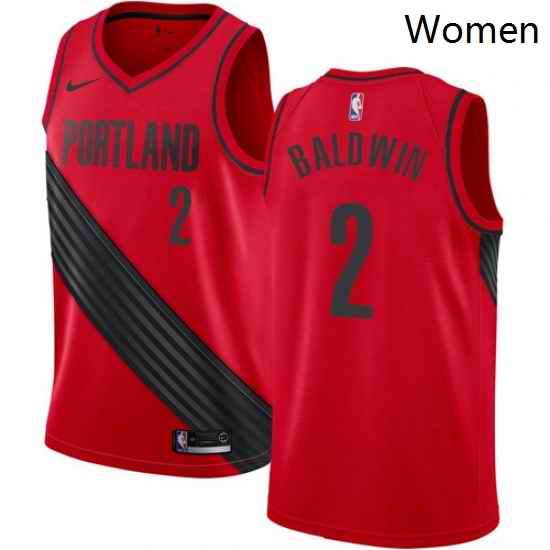 Womens Nike Portland Trail Blazers 2 Wade Baldwin Swingman Red NBA Jersey Statement Edition